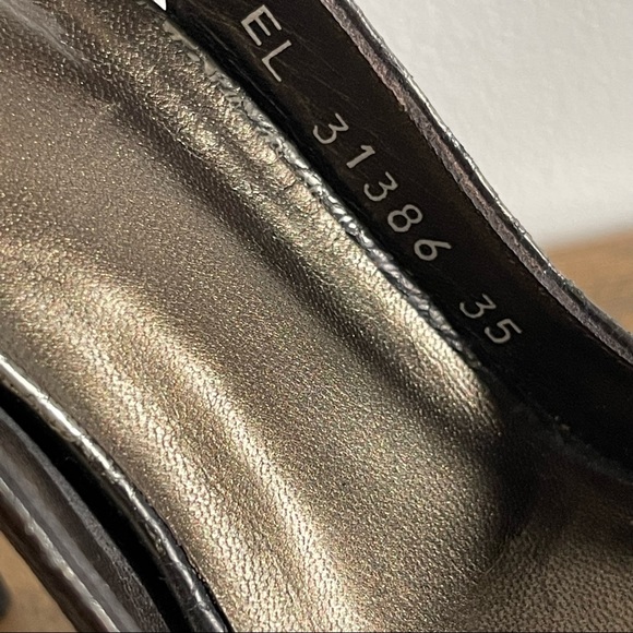 STUART WEITZMAN Metallic Peep Toe Sling Back Heels - Picture 6 of 9